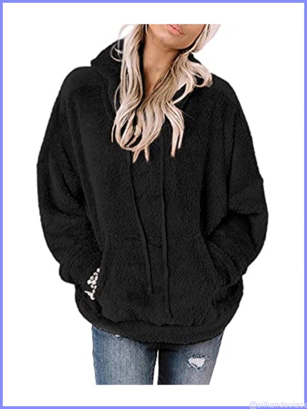 Sherpa Pullover Hoodie Long Sleeve Fuzzy Fleece Hooded Sweatshirt